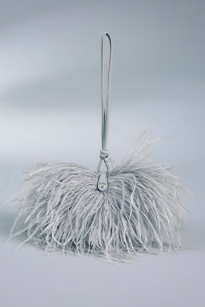 Grey Vegan Leather Feather Minivet Bag by Outhouse at Pernia's Pop Up Shop