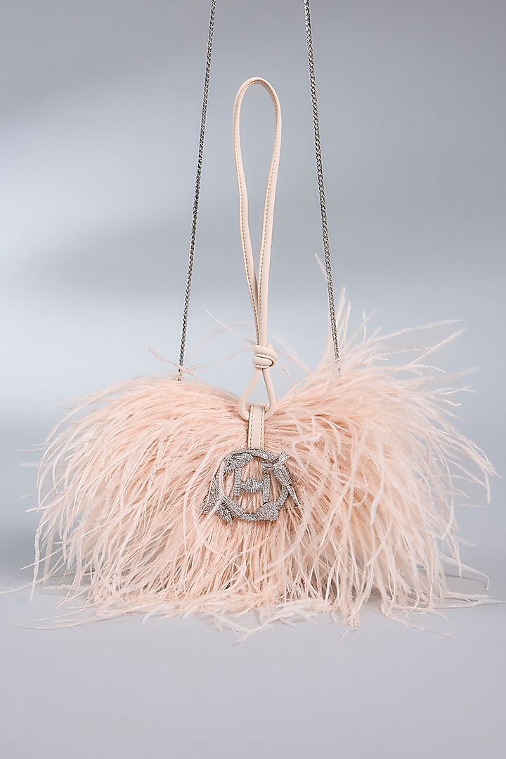 Pearl Pink Vegan Leather Feather Minivet Bag by Outhouse at Pernia's Pop Up Shop