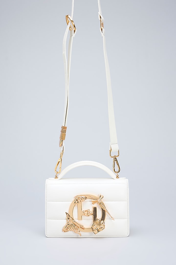 White Vegan Leather Handbag by Outhouse at Pernia's Pop Up Shop