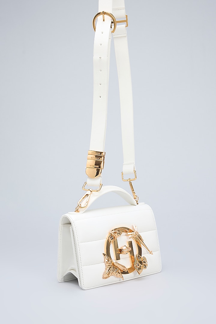 White Vegan Leather Handbag by Outhouse at Pernia's Pop Up Shop