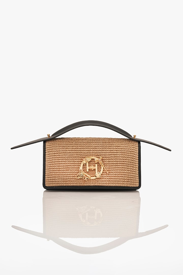 Gold Jute OH V Furby Monogram Bag by Outhouse at Pernia's Pop Up Shop