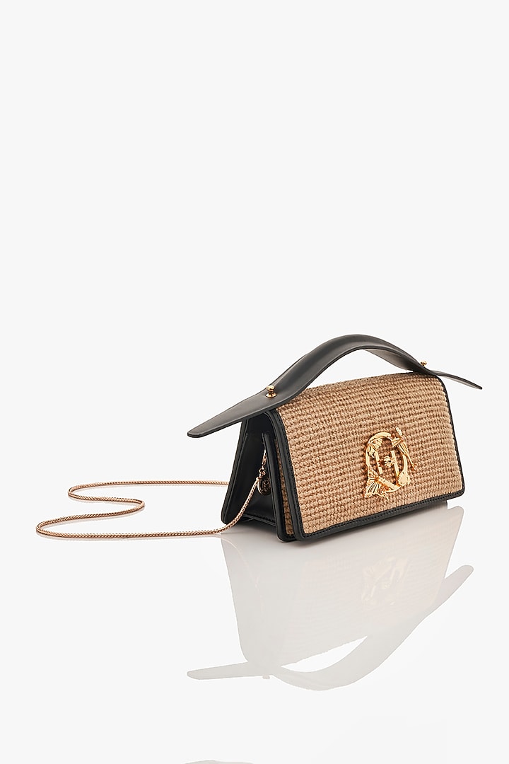 Gold Jute OH V Furby Monogram Bag by Outhouse at Pernia's Pop Up Shop