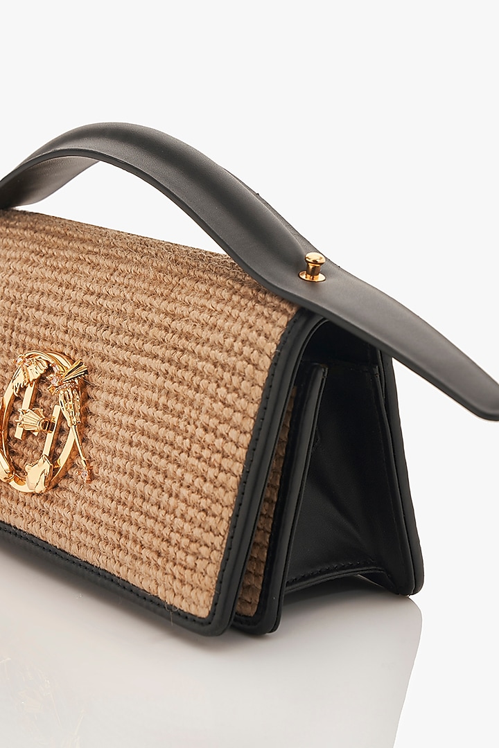 Gold Jute OH V Furby Monogram Bag by Outhouse at Pernia's Pop Up Shop