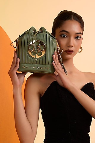 Fern Green Vegan Leather Bucket Bag by Outhouse
