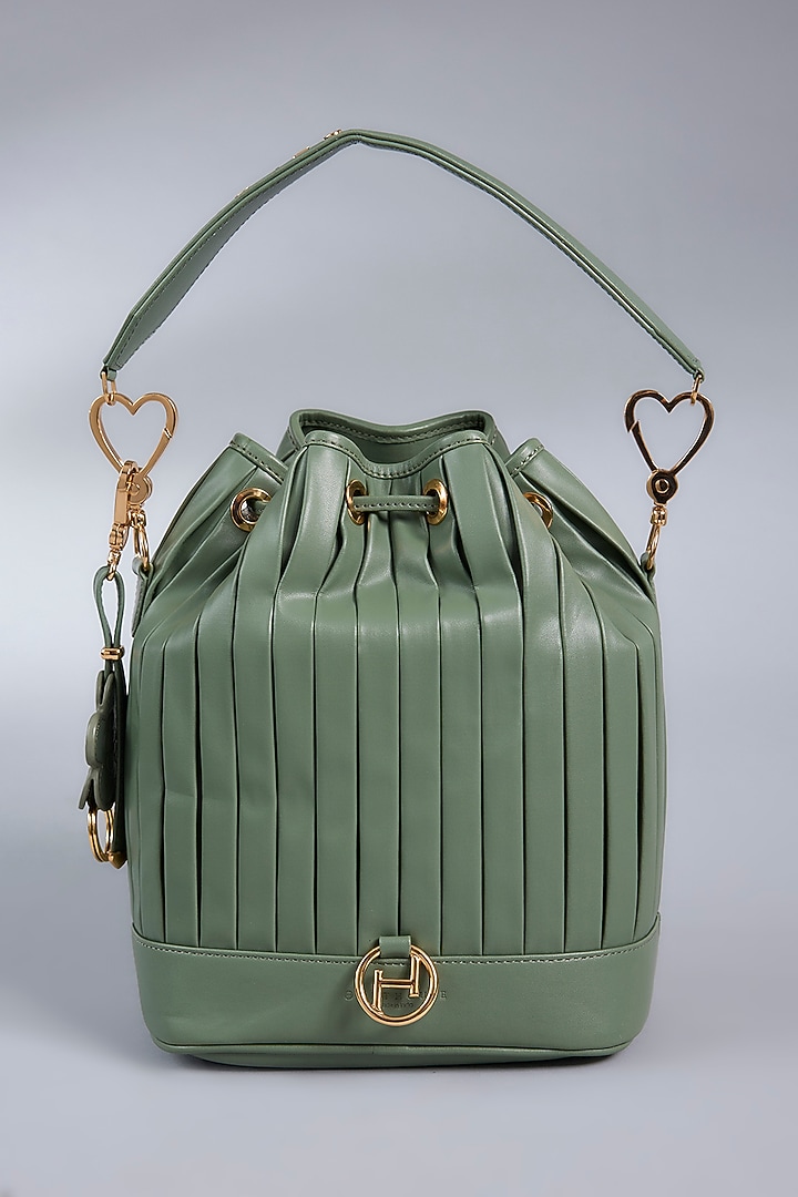 Fern Green Vegan Leather Bucket Bag by Outhouse at Pernia's Pop Up Shop