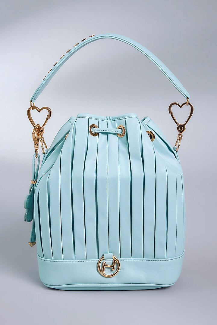 Powder Blue Vegan Leather Bucket Bag by Outhouse at Pernia's Pop Up Shop