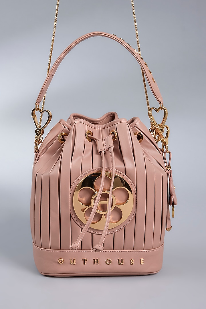 Pale Pink Vegan Leather Bucket Bag by Outhouse at Pernia's Pop Up Shop