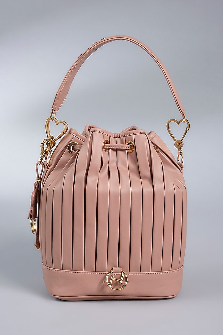 Pale Pink Vegan Leather Bucket Bag by Outhouse at Pernia's Pop Up Shop