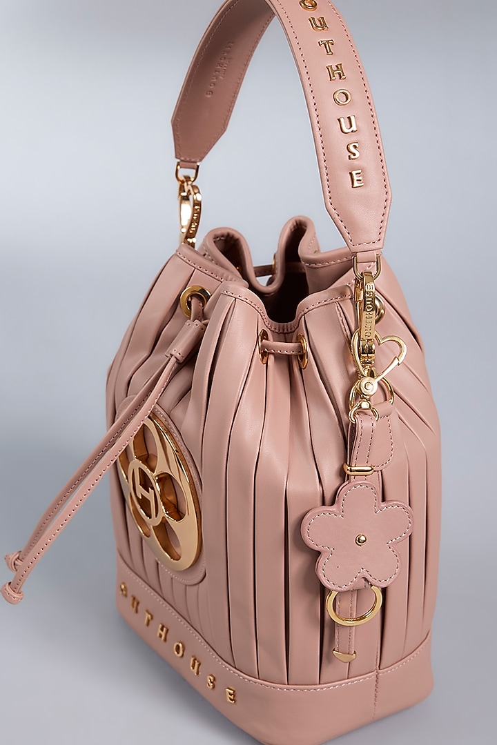 Pale Pink Vegan Leather Bucket Bag by Outhouse at Pernia's Pop Up Shop