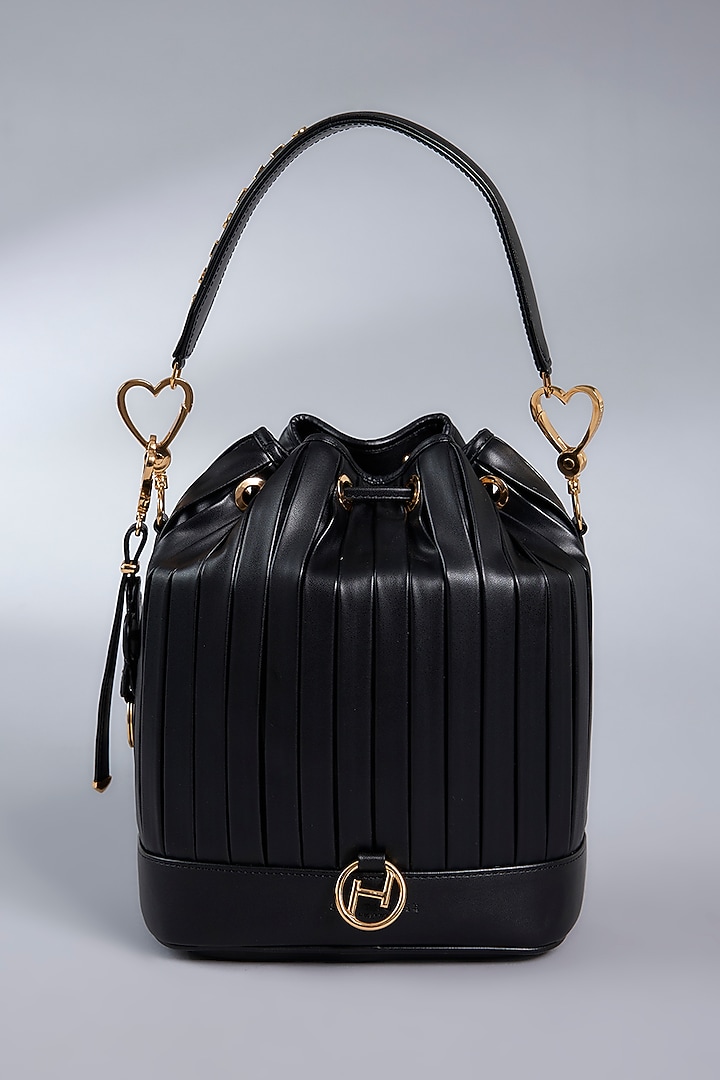 Noir Black Vegan Leather Bucket Bag by Outhouse at Pernia's Pop Up Shop
