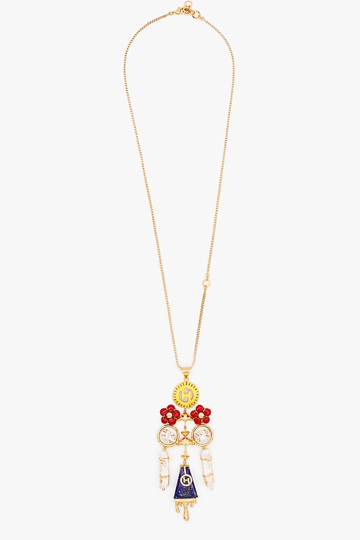 Gold Plated Keshi pearls & Lapis Lazuli Stone Pendant Necklace by Outhouse at Pernia's Pop Up Shop