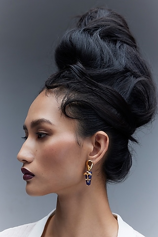 Gold Plated Shroom Motifs & Lapis Lazuli Stud Earrings by Outhouse
