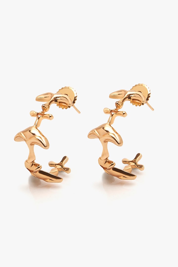 Gold Plated Shroom Motif Hoop Earrings by Outhouse at Pernia's Pop Up Shop