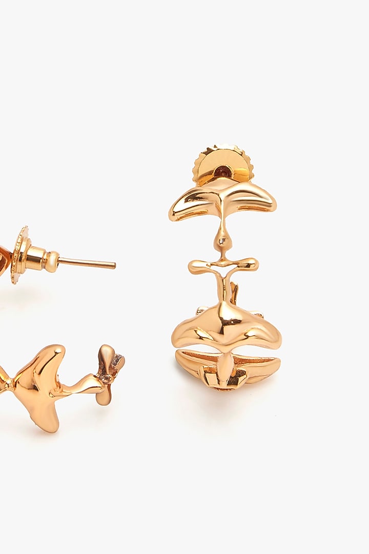 Gold Plated Shroom Motif Hoop Earrings by Outhouse at Pernia's Pop Up Shop