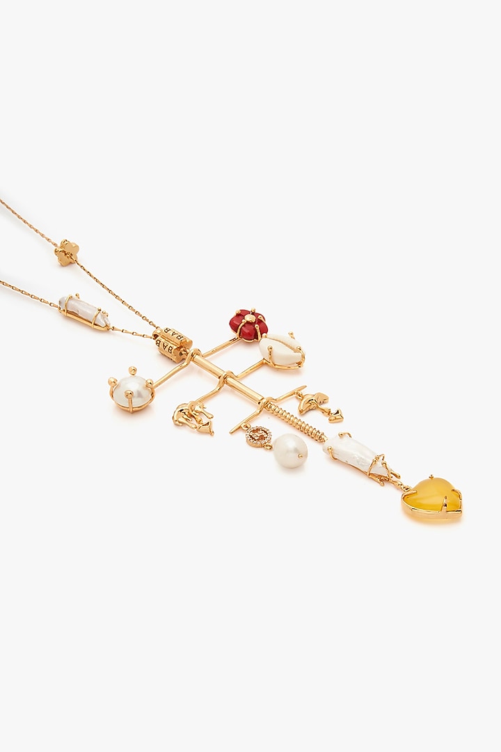Gold Plated Poppi Cabochon & Keshi pearl Pendant Necklace by Outhouse at Pernia's Pop Up Shop
