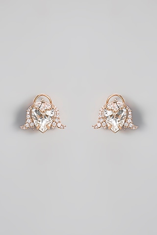 Rose Gold Plated Zircon Stud Earrings by Outhouse