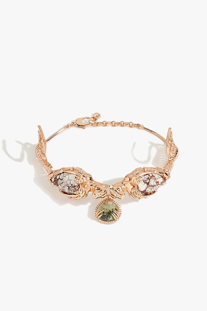Rose Gold Plated Green Prehnite Stone Choker Necklace by Outhouse at Pernia's Pop Up Shop