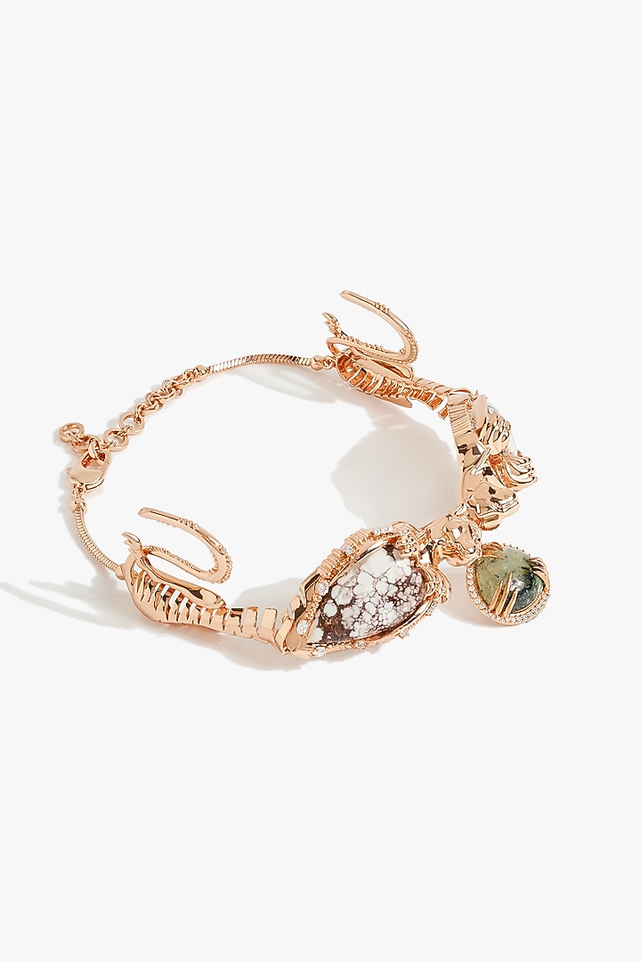 Rose Gold Plated Green Prehnite Stone Choker Necklace by Outhouse at Pernia's Pop Up Shop