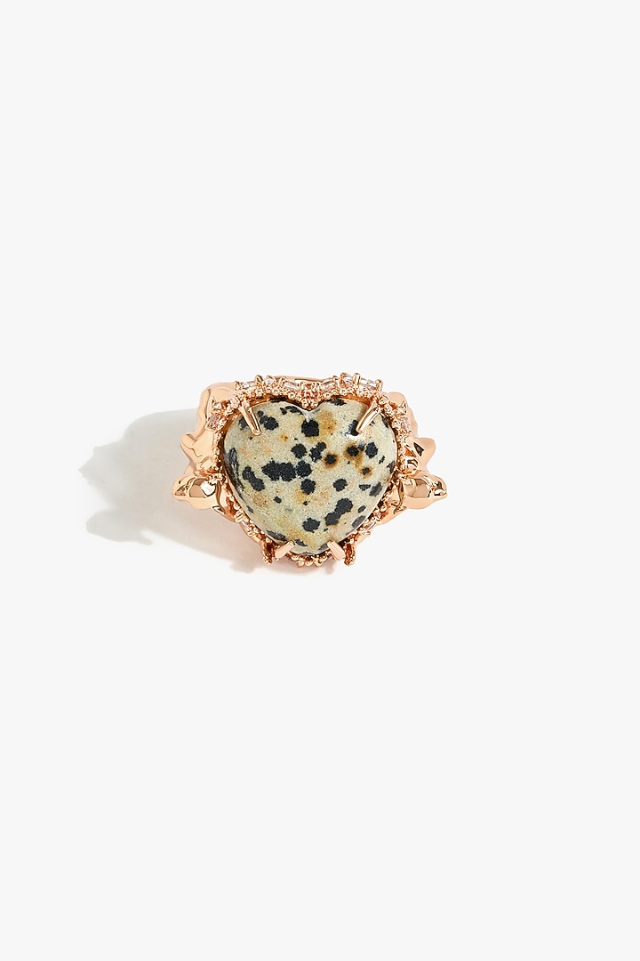 Rose Gold Plated Cubic Zirconia & Dalmatian Stone Ring by Outhouse at Pernia's Pop Up Shop