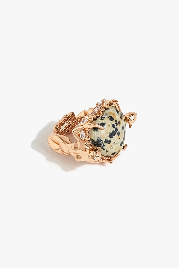 Rose Gold Plated Cubic Zirconia & Dalmatian Stone Ring by Outhouse at Pernia's Pop Up Shop
