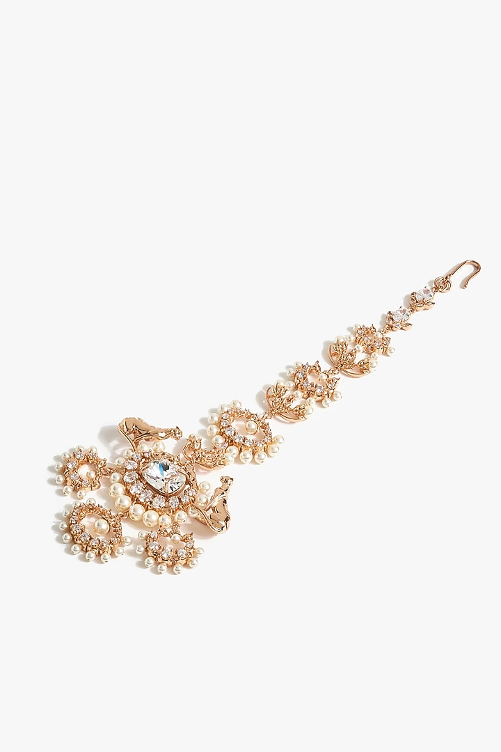 Rose Gold Plated Baroque Pearl Maangtikka by Outhouse at Pernia's Pop Up Shop