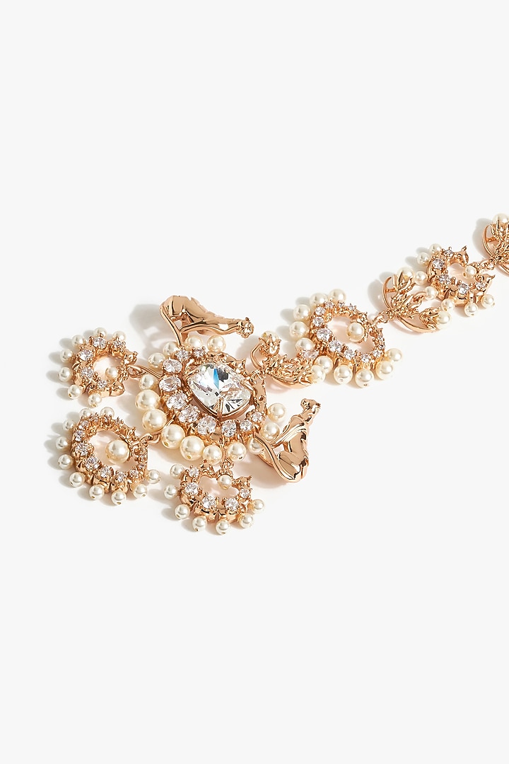 Rose Gold Plated Baroque Pearl Maangtikka by Outhouse at Pernia's Pop Up Shop