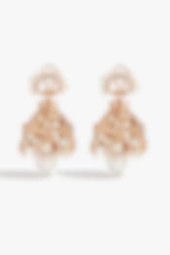 Rose Gold Plated Baroque Pearl & Cubic Zirconia Jhumka Earrings by Outhouse at Pernia's Pop Up Shop