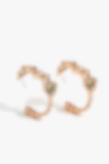 Rose Gold Plated Cubic Zirconia & Swarovski Stone Hoop Earrings by Outhouse at Pernia's Pop Up Shop