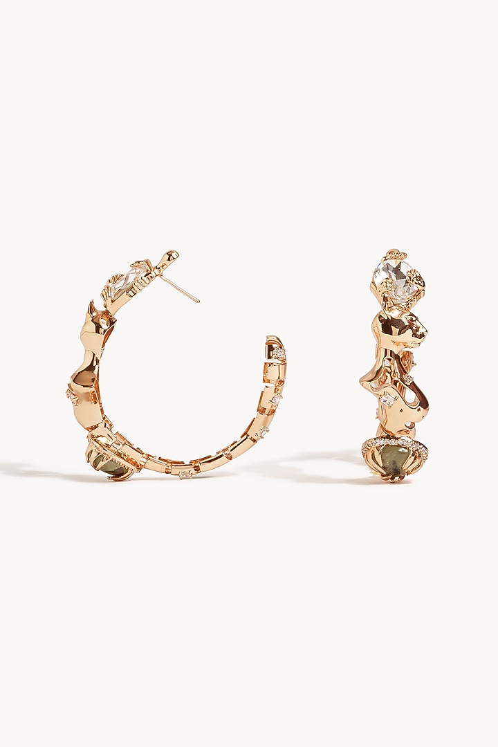 Rose Gold Plated Cubic Zirconia & Swarovski Stone Hoop Earrings by Outhouse at Pernia's Pop Up Shop