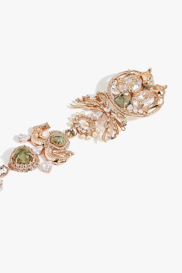 Rose Gold Plated Cubic Zirconia & Pearl Handcrafted Hair Accessory by Outhouse at Pernia's Pop Up Shop
