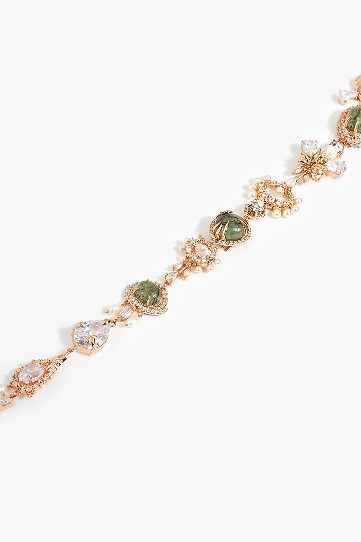 Rose Gold Plated Cubic Zirconia & Pearl Handcrafted Hair Accessory by Outhouse at Pernia's Pop Up Shop