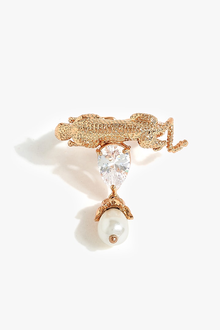 Rose Gold Plated Pearl & Cubic Zirconia Ring by Outhouse at Pernia's Pop Up Shop