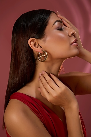 Gold Plated Mini Hoop Earrings by Outhouse