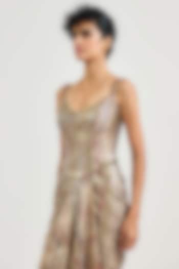 Multi-Colored Metallic Jersey Stripe Printed Corset by OTT by Tarun Tahiliani at Pernia's Pop Up Shop