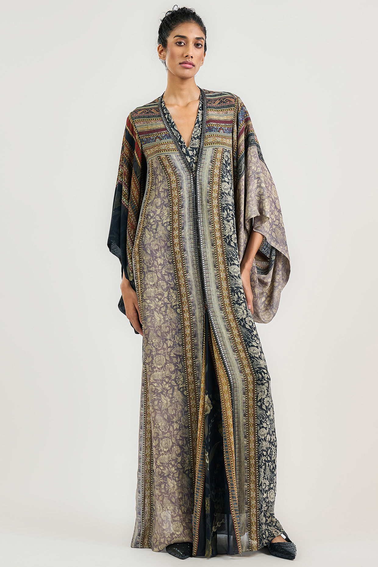 Multi-Colored Silk Georgette Printed Kaftan by OTT by Tarun Tahiliani at Pernia's Pop Up Shop