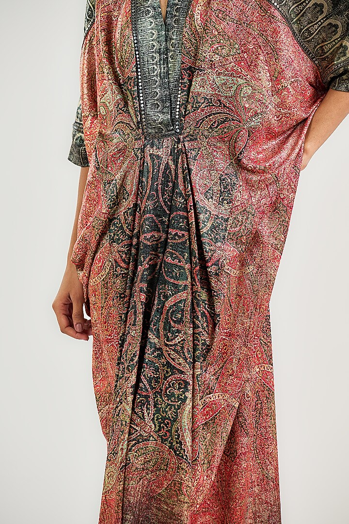 Multi-Colored Metallic Jersey Paisley Printed Kaftan by OTT by Tarun Tahiliani at Pernia's Pop Up Shop