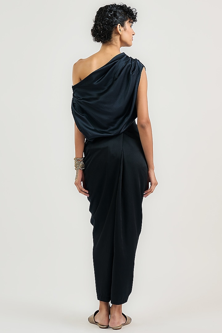 Black Silk Charmeuse Draped Top by OTT by Tarun Tahiliani at Pernia's Pop Up Shop