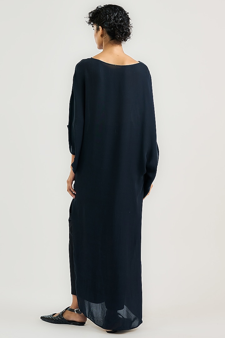 Black Silk Georgette Printed Asymmetric Top by OTT by Tarun Tahiliani at Pernia's Pop Up Shop