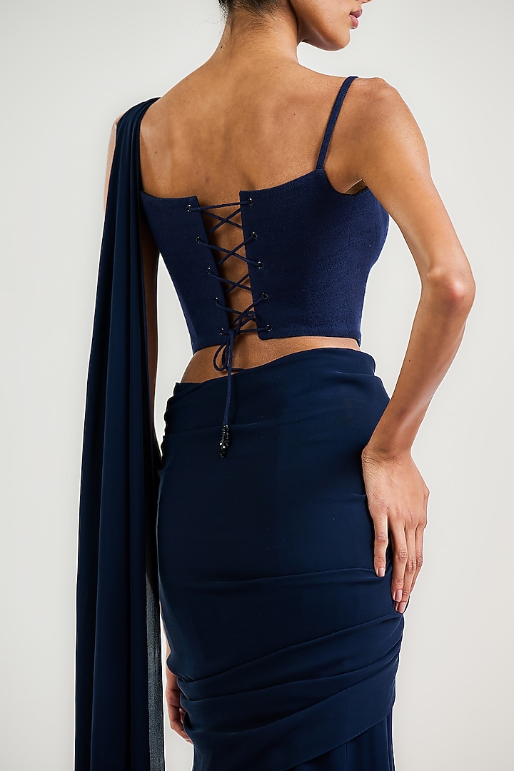 Navy Cotton Corset by OTT by Tarun Tahiliani at Pernia's Pop Up Shop