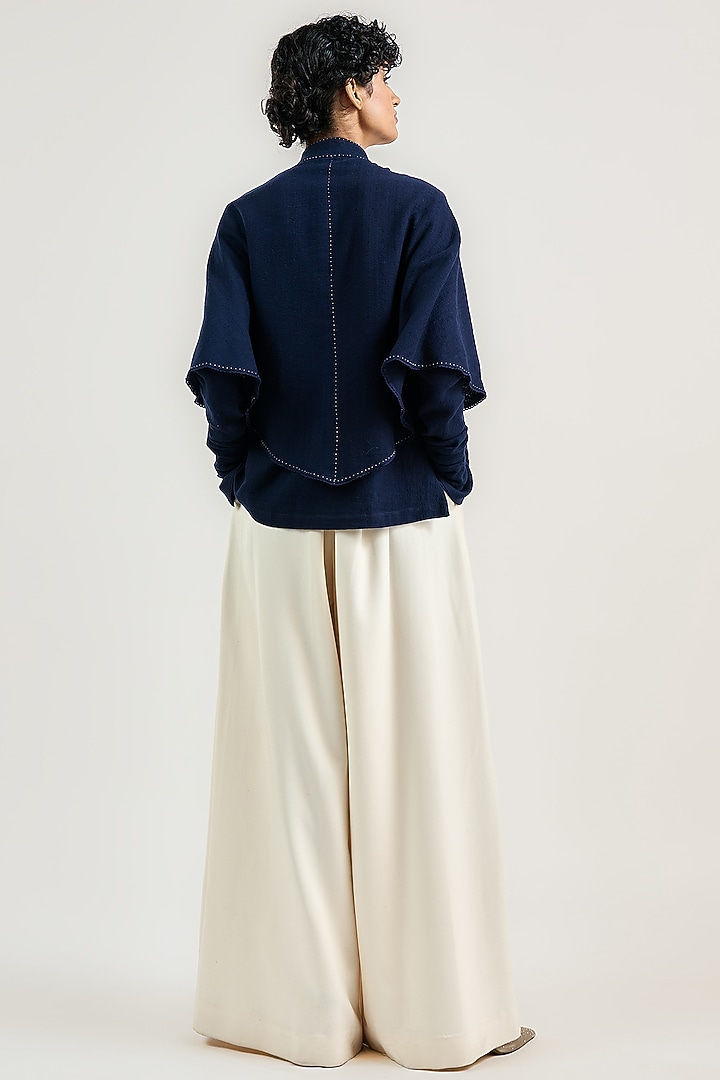 Navy Cotton Overlay Shirt by OTT by Tarun Tahiliani at Pernia's Pop Up Shop
