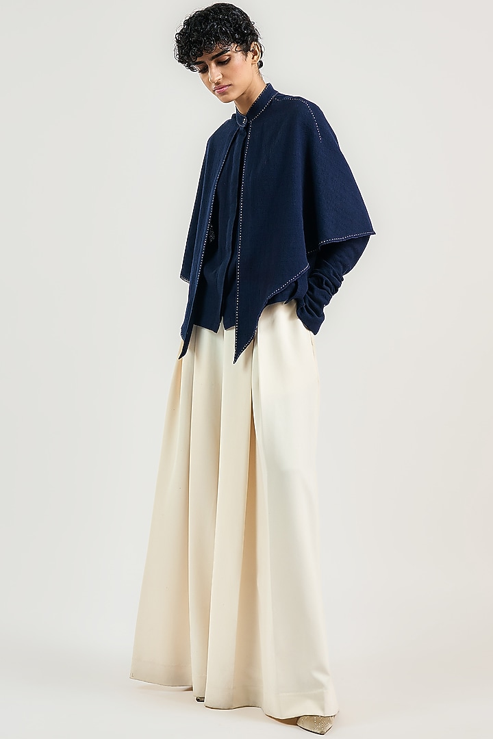 Navy Cotton Overlay Shirt by OTT by Tarun Tahiliani at Pernia's Pop Up Shop