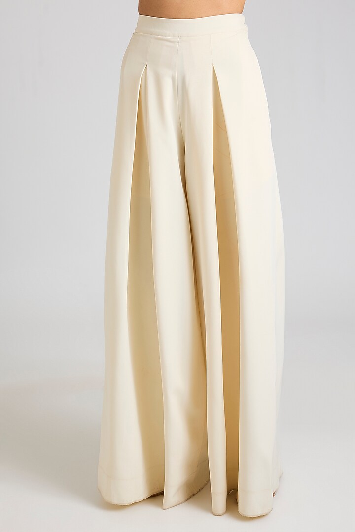 Ivory Crepe Pants by OTT by Tarun Tahiliani at Pernia's Pop Up Shop
