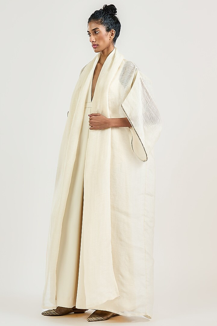 Ivory Sheer Cotton Voile Overlay by OTT by Tarun Tahiliani at Pernia's Pop Up Shop