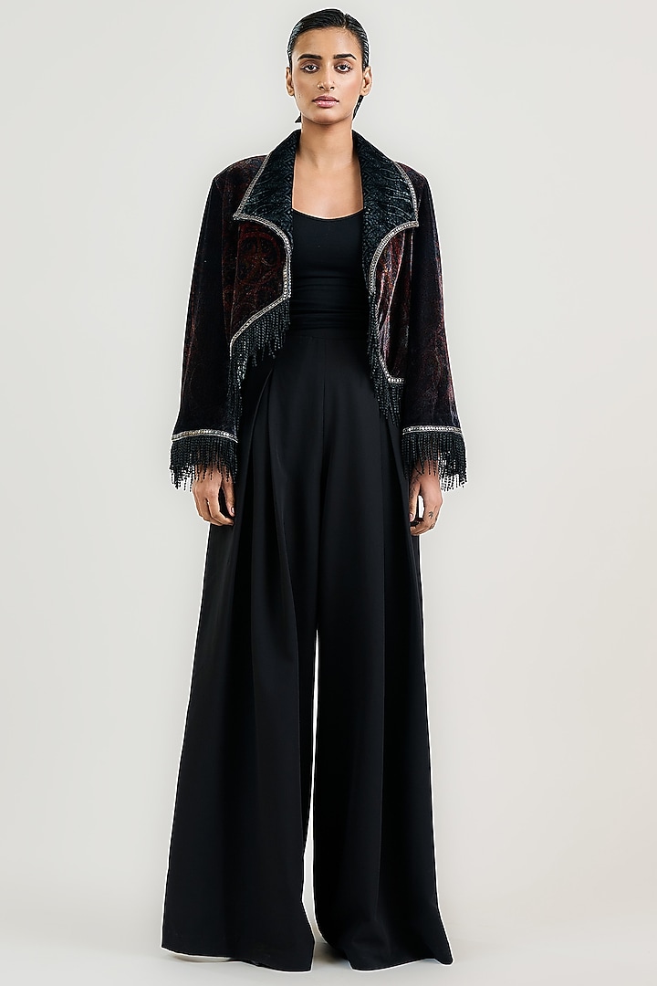 Multi-Colored Velvet Paisley Printed Jacket by OTT by Tarun Tahiliani at Pernia's Pop Up Shop