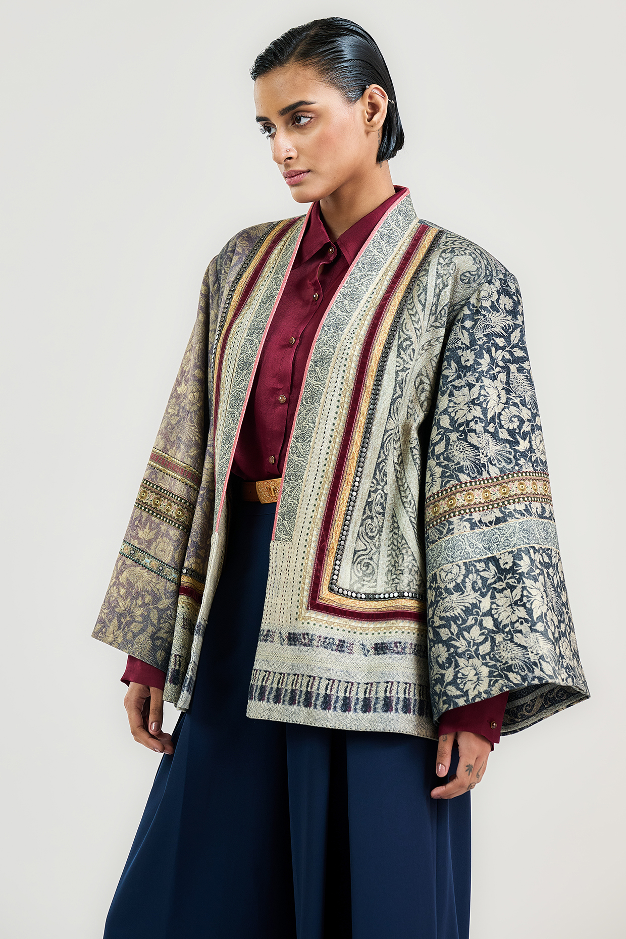 Multi-Colored Cotton Jamawar Printed Overlay by OTT by Tarun Tahiliani at Pernia's Pop Up Shop