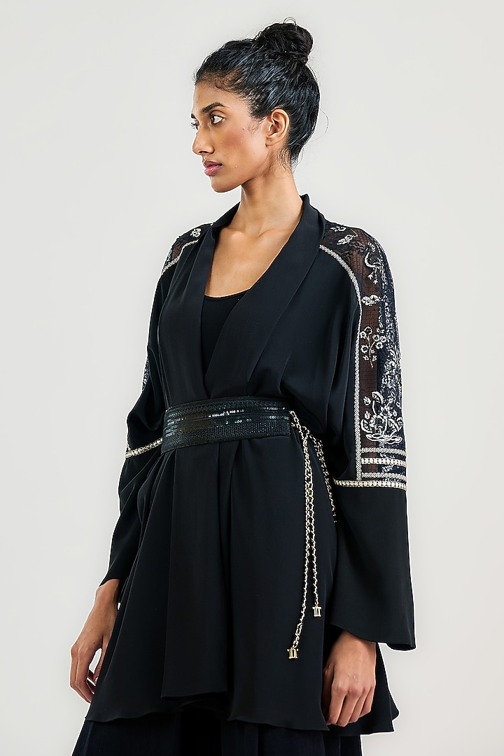 Black Silk Crepe Wrap by OTT by Tarun Tahiliani at Pernia's Pop Up Shop