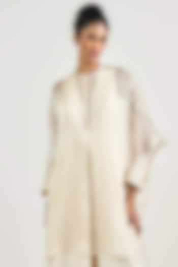 Ivory Satin Organza Oversized Tunic by OTT by Tarun Tahiliani at Pernia's Pop Up Shop