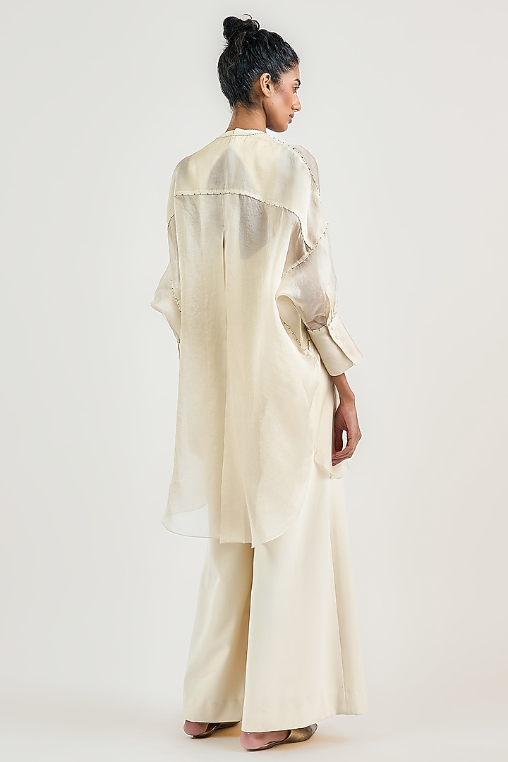 Ivory Satin Organza Oversized Tunic by OTT by Tarun Tahiliani at Pernia's Pop Up Shop