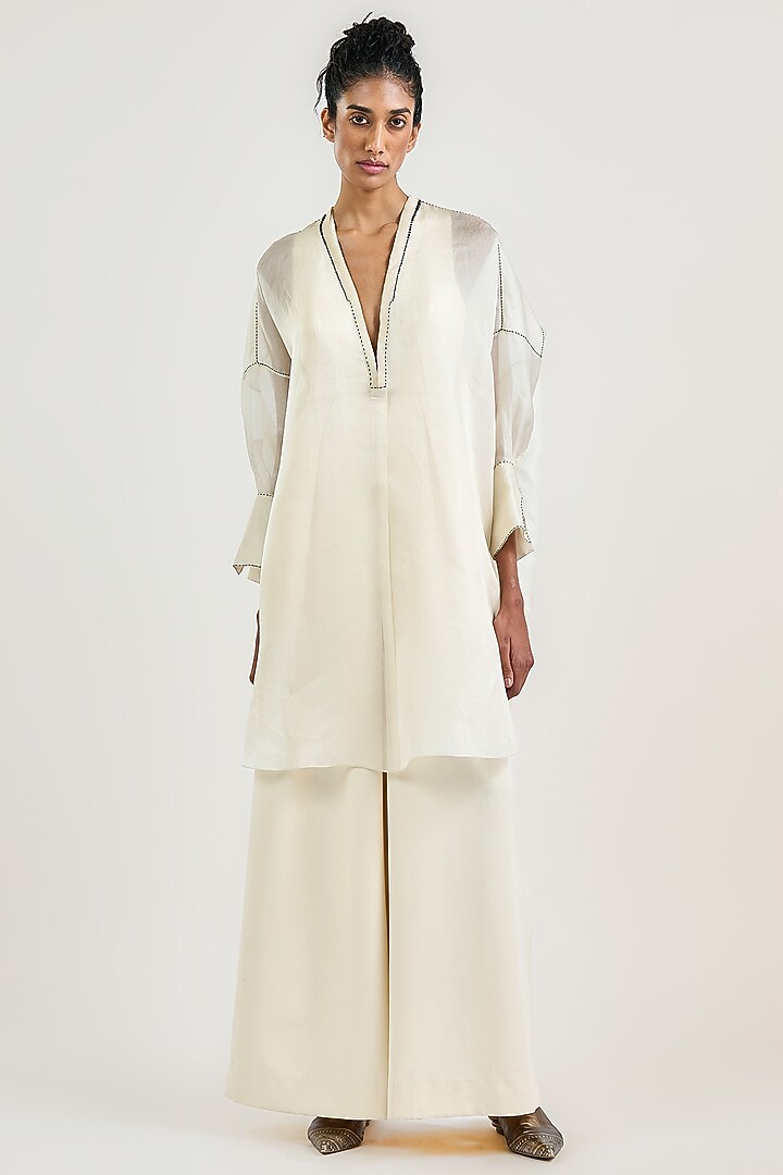 Ivory Satin Organza Top by OTT by Tarun Tahiliani at Pernia's Pop Up Shop