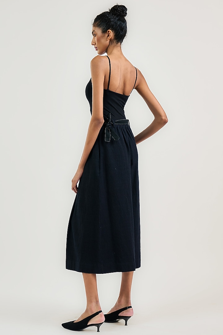 Navy Cotton Pleated Culotte Pants by OTT by Tarun Tahiliani at Pernia's Pop Up Shop